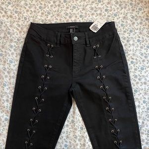 Black lace up jeans